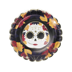 8 Assiettes festonn√©es en carton Dia de los muertos 23 cm  
