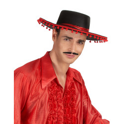 Chapeau espagnol noir et rouge  