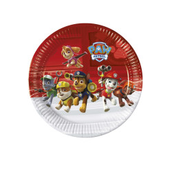 8 Assiettes en carton Pat' Patrouille pr√™t pour l'action 23 cm  