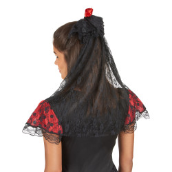 Voile avec rose rouge espagnole femme  