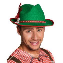 Chapeau bavarois vert √† plume adulte  