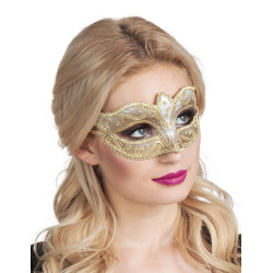 Loup v√©nitien dor√© paillett√© femme  