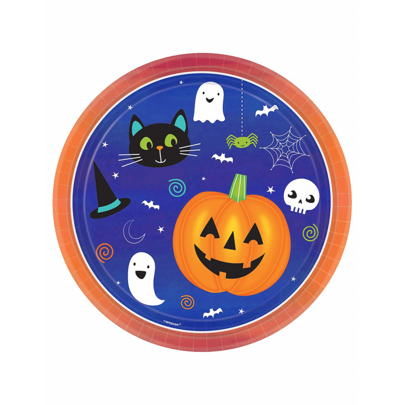 8 Assiettes en carton Halloween Friends 23 cm  