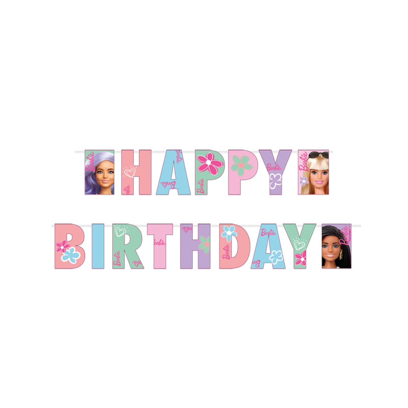 Banni√®re en papier Happy Birthday Barbie Sweet Life 180 x 15 cm  