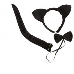 Costume Chat noir Adulte : Serre-Tête, Queue & Noeud papillon - Déguisement animaux The Duck