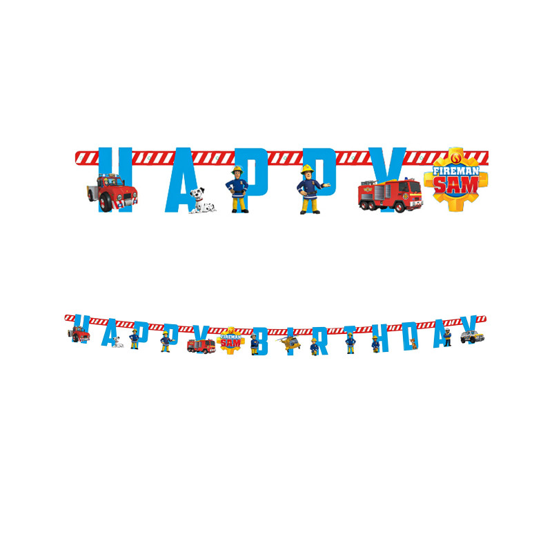 Guirlande Happy Birthday en papier Sam le Pompier 180 cm  