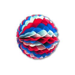 Boule en papier alv√©ol√© bleu blanc rouge 25 cm  