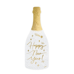 20 Serviettes en papier bouteille Happy New Year 14,5 x 12 cm  