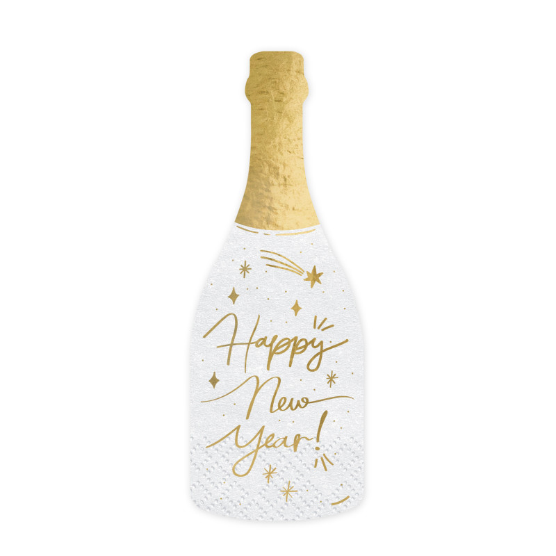 20 Serviettes en papier bouteille Happy New Year 14,5 x 12 cm  