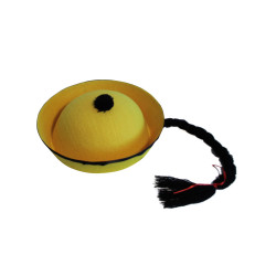Chapeau chinois jaune avec tresse  
