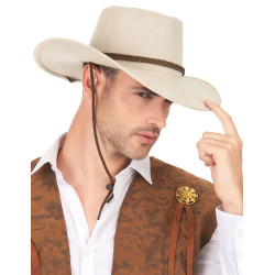 Chapeau cowboy luxe beige en suede adulte  