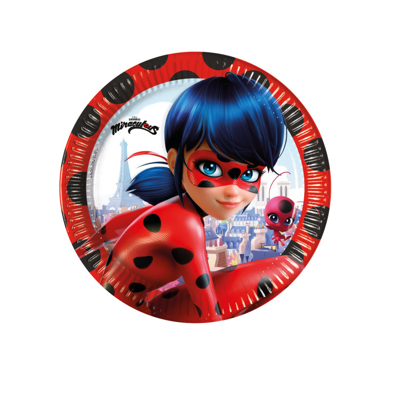 8 Assiettes en carton Miraculous Ladybug 23 cm  