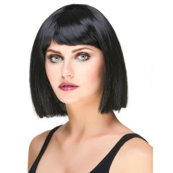 Perruque carr√© noire √† frange femme  
