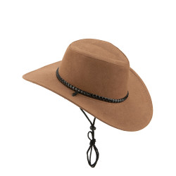 Chapeau cowboy luxe marron en suede adulte  