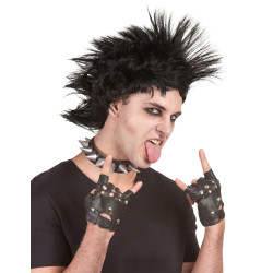 Perruque punk noire homme  