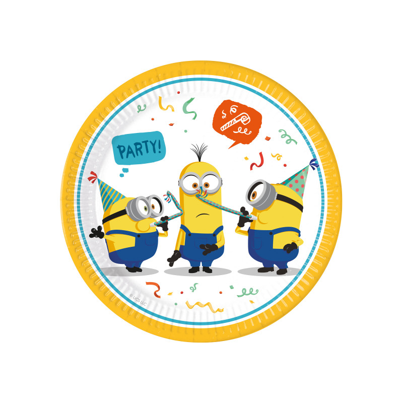 8 Assiettes en carton Minions 23 cm  
