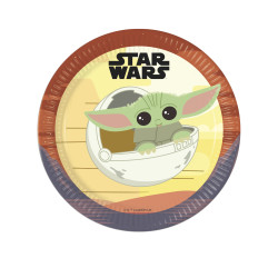8 Assiettes en carton b√©b√© Yoda The Mandalorian 23 cm  