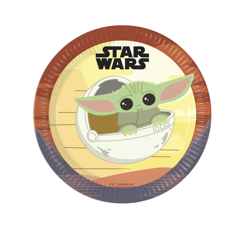 8 Assiettes en carton b√©b√© Yoda The Mandalorian 23 cm  