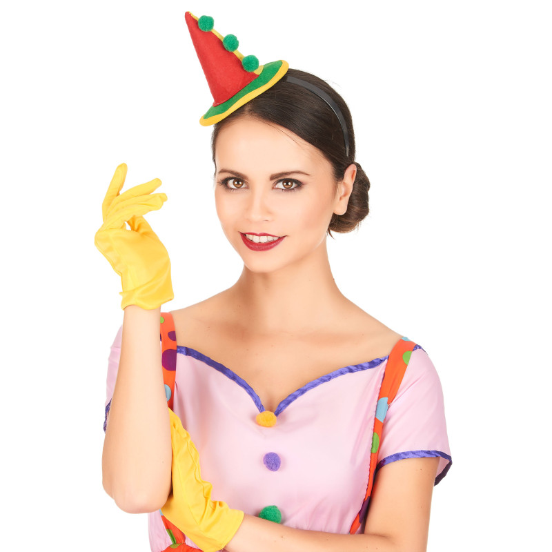 Serre-t√™te mini chapeau clown pointu adulte  