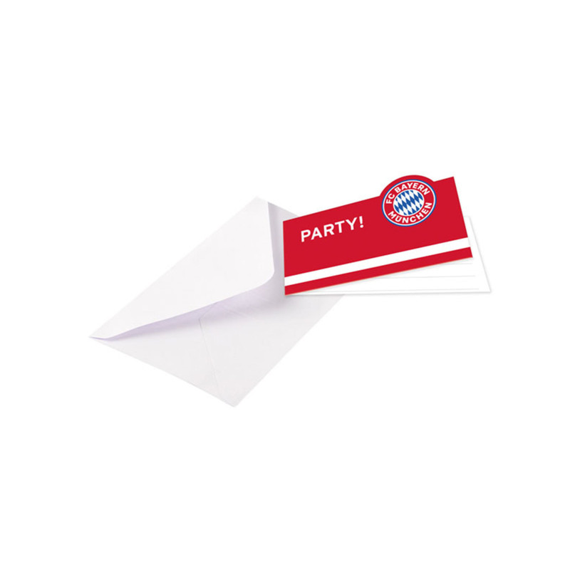 8 Cartes d'invitation avec enveloppes FC Bayern Munich 13 x 8 cm  
