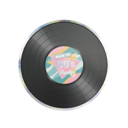 8 Assiettes en carton en forme de vinyle ann√©es 90  
