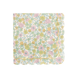 16 Serviettes festonn√©es en papier shabby or 33 x 33 cm √† fleurs  