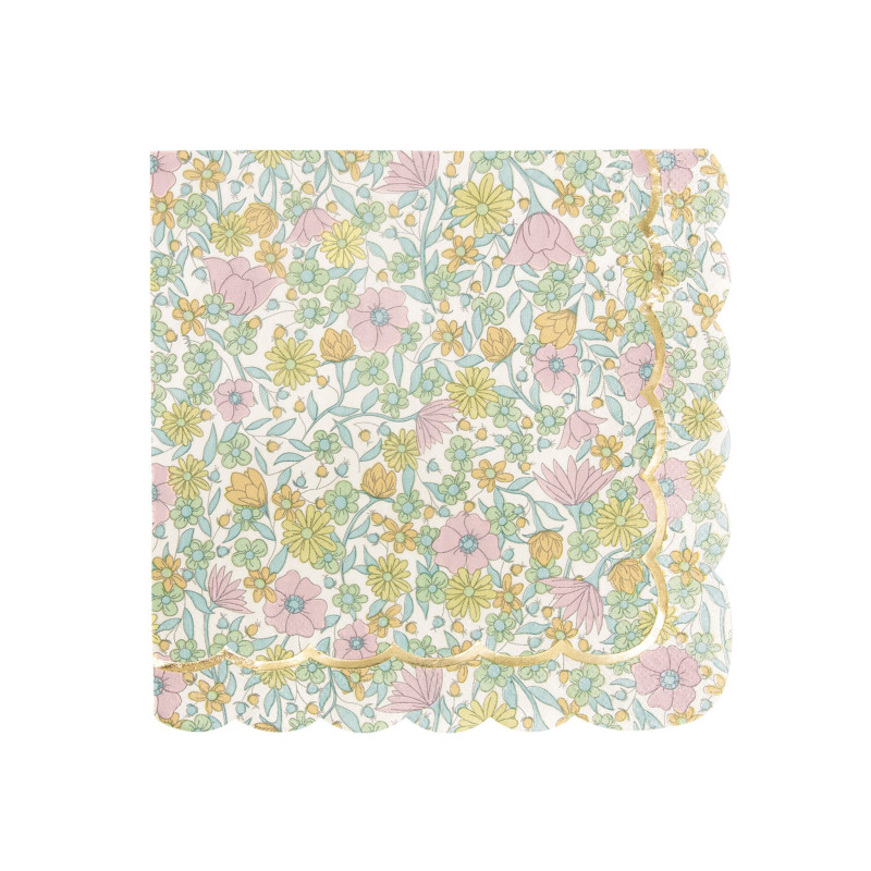 16 Serviettes festonn√©es en papier shabby or 33 x 33 cm √† fleurs  