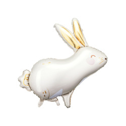 Ballon aluminium lapin blanc et or 70 x 72 cm pour P√¢ques  