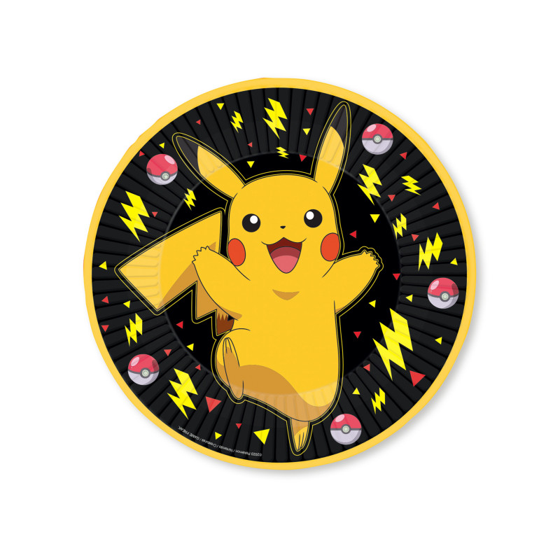 8 Assiettes en carton Pok√©mon Pikachu 23 cm  