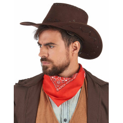 Chapeau cowboy marron effet su√©d√© adulte  