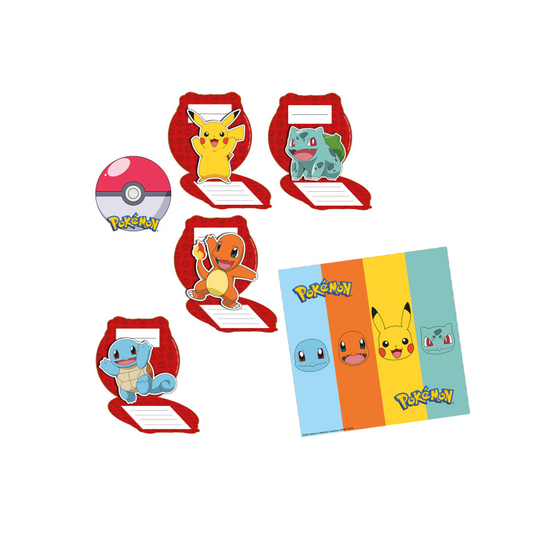 8 Invitations et enveloppes anniversaire Pok√©mon  