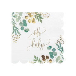 16 serviettes en papier oh baby eucalyptus dorure 33 x 33 cm festonn√©es  