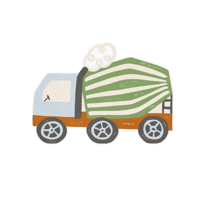 20 Serviettes camions de chantier 16 x 13 cm  