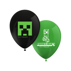 8 Ballons en latex imprim√©s Minecraft  