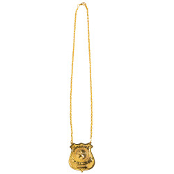 Collier en m√©tal insigne police dor√© adulte  