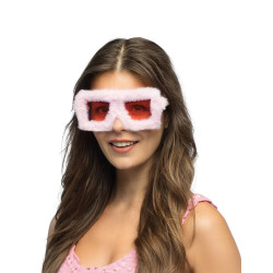 Lunettes de f√™te en peluche rose adulte  