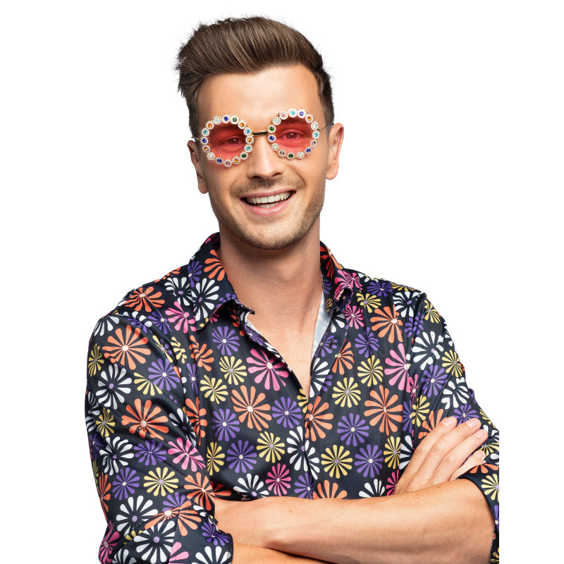 Lunettes rondes √† strass color√©s adulte  