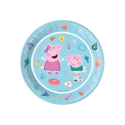 8 Assiettes en carton Peppa Pig bleues 23 cm  