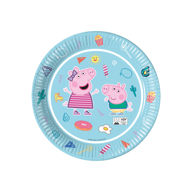 8 Assiettes en carton Peppa Pig bleues 23 cm  