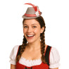 Mini chapeau bavarois gris et rouge femme  