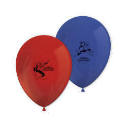 8 Ballons en latex Spiderman bleu et rouge  