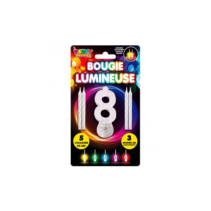 Bougies lumineuses LED chiffre 8  