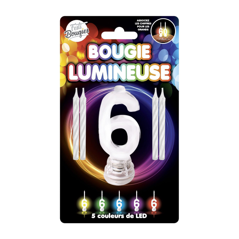 Bougies lumineuses LED chiffre 6  