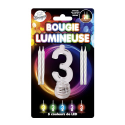 Bougies lumineuses LED chiffre 3  