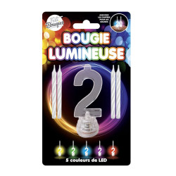 Bougies lumineuses LED chiffre 2  