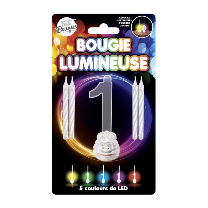 Bougies lumineuses LED chiffre 1  