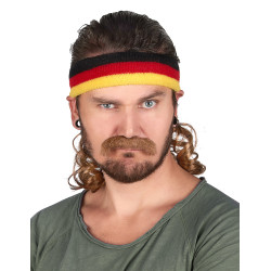 Bandeau mulet Noir rouge et Jaune avec moustache  
