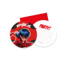 6 Cartons d'invitation avec enveloppes Miraculous Ladybug  