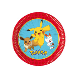 8 Petites assiettes en carton Pok√©mon Next Generation 20 cm  