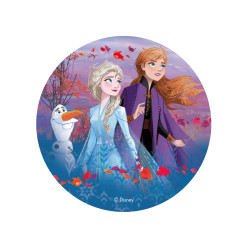 Disque en azyme La Reine des Neiges 2 Anna, Elsa et Olaf 20 cm  